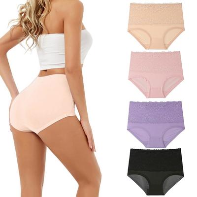 Damen High Waist Spitzen Slips 3 Stück/Lot Weiche Hautfreundliche Nahtlose Atmungsaktive Slips Bauchkontrolle Stretch Unterwäsche