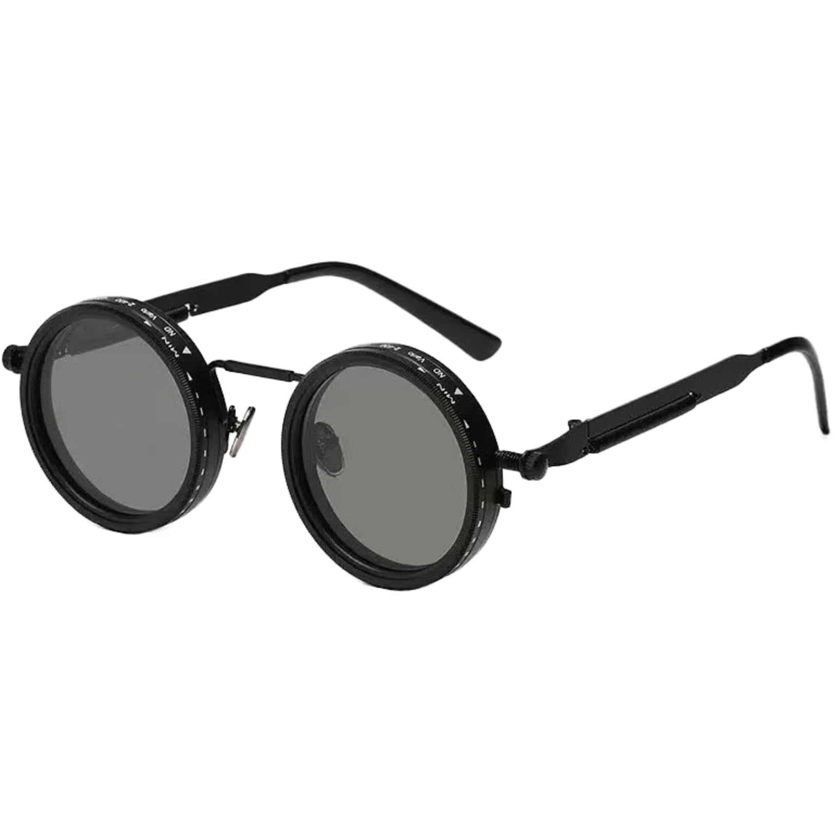 

PLEAVIT Light-Controlling Sunglasses, Adjustable, Polarized, Dimmable, Rotating, Round, UV Protection, Black