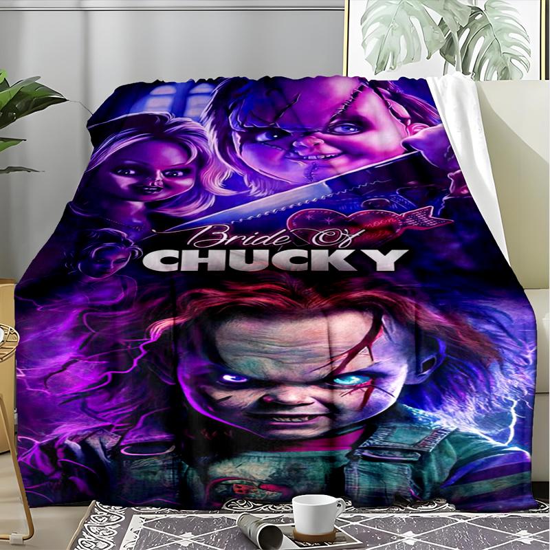Chucky Horror Print Flannel Blanket, Soft Warm Lightweight Throw Blanket for living Room,Sofa Bed Camping office