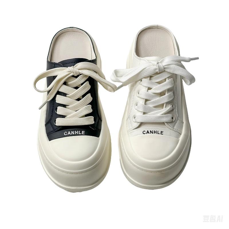 thick-soled leather bag head half slippers women's fashion outer wear summer new versatile small height-increasing muffin shoes