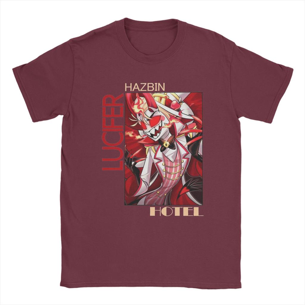 Herren T-Shirts Hazbins Hotels Lucifer Humor Reines Baumwoll T-Shirt Kurzarm T-Shirt Rundhals Kleidung Erwachsener
