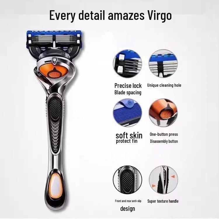 Cross-Border 5-Blade Men's Razor Head with German Technology