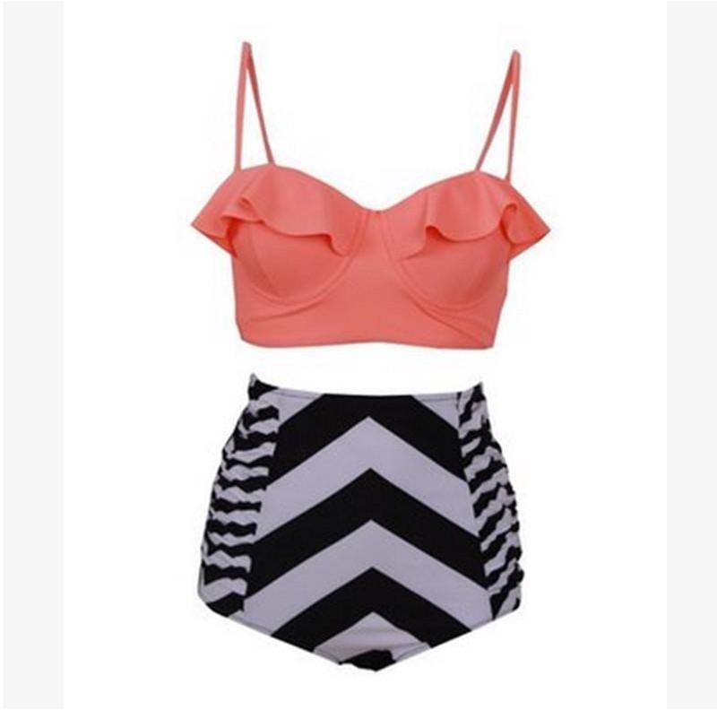 Women Personality Fashion Ruffles Plaid Floral Zebra Bikini Set Swimsuit For Trendsetters