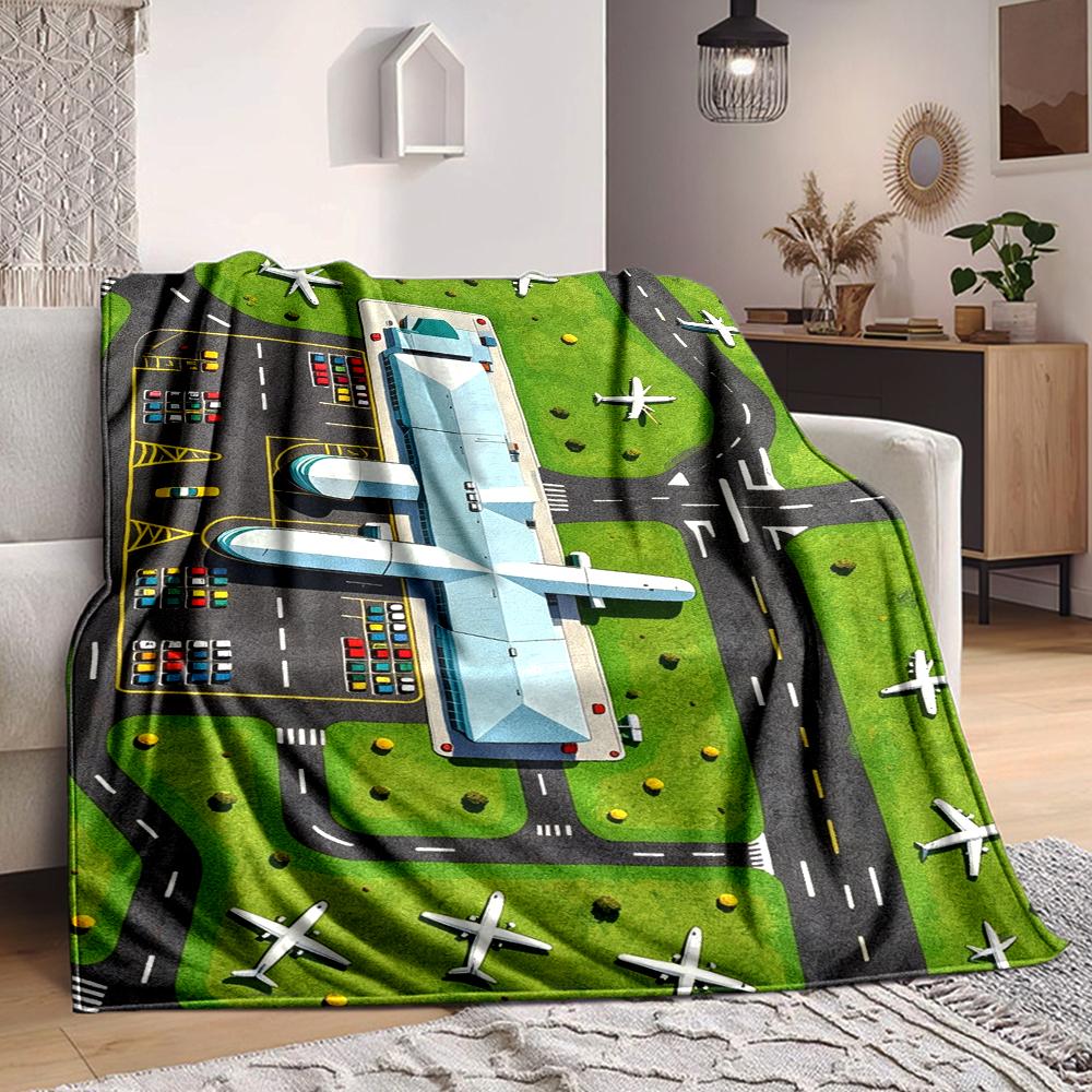 1Pc Airplane Lot Blanket Soft And Comfortable Casual Warm Camping Travel Christmas Halloween Xmas Gift M928108