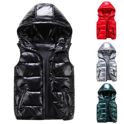 Winterweste für Damen, einfarbig, mit Kapuze, warm, elastischem Saum, Taschen, helle Farbe, gesteppte Weste für den Alltag