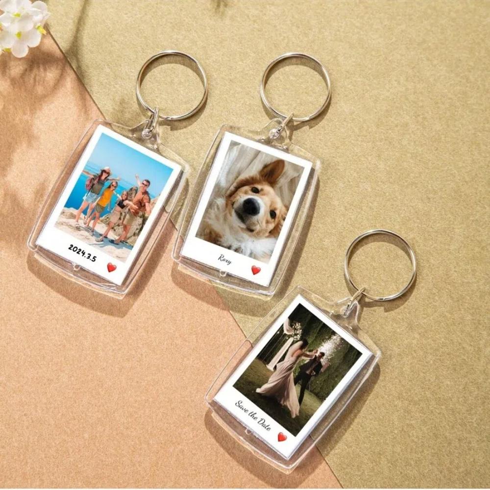 Personalizovaná zakázková 1 kus klíčenka s fotografií a textem Personalizovaná akrylová klíčenka Personalizovaná klíčenka pro pár Fotoklíčenka