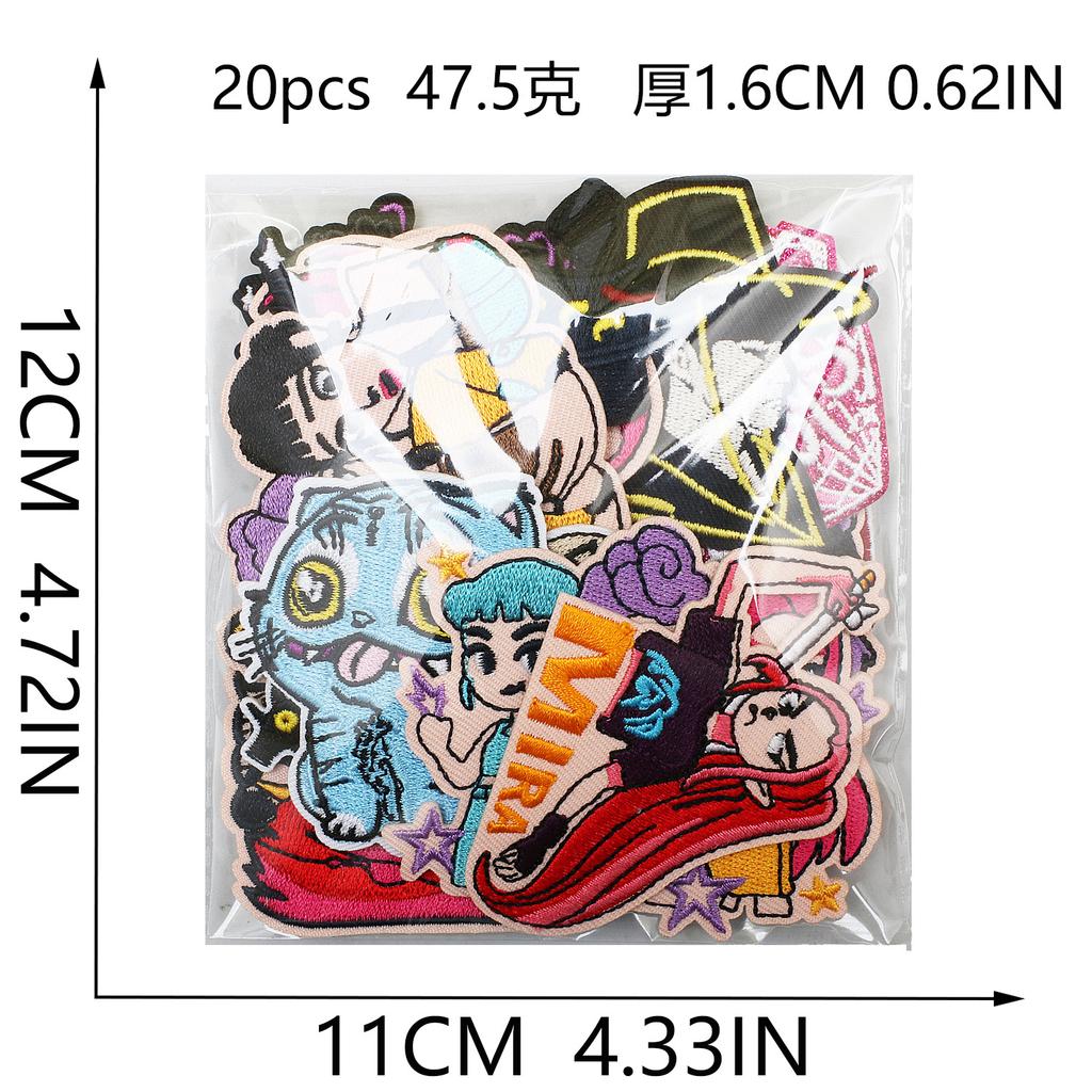 Cartoon Girl Embroidery Cloth Sticker Devil Computer Embroidery Label Colored Love Patch Sticker Blue And Black Crow Chapter Boy Ironing