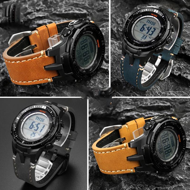 Classic Retro scrub Genuine Calfskin Watchband For Casio ProTrek PRW3000/3100/6000/6100Y PRG300 Series Bracelet Watch Accessories
