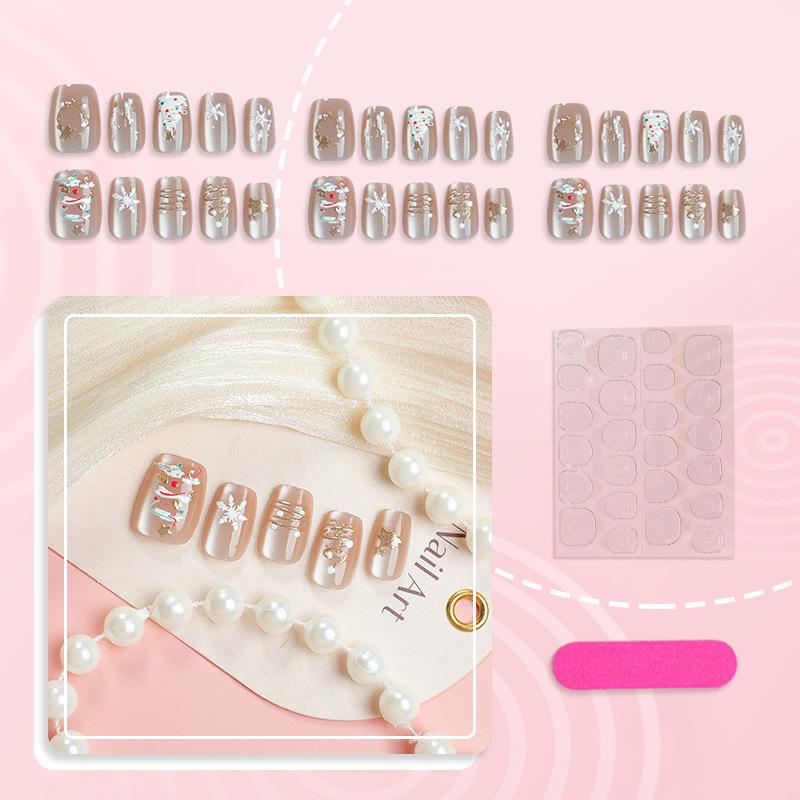 Xiaohongshu Bestseller: Gold Foil Cat Eye 3D Christmas Nails