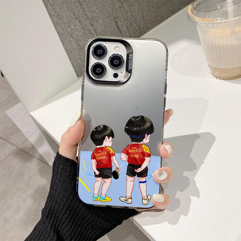 Sun Yingsha and Wang Chuqin for Apple 16promax Phone Case for IPhone 15 Cartoon Cute 13 Sha Head Combination