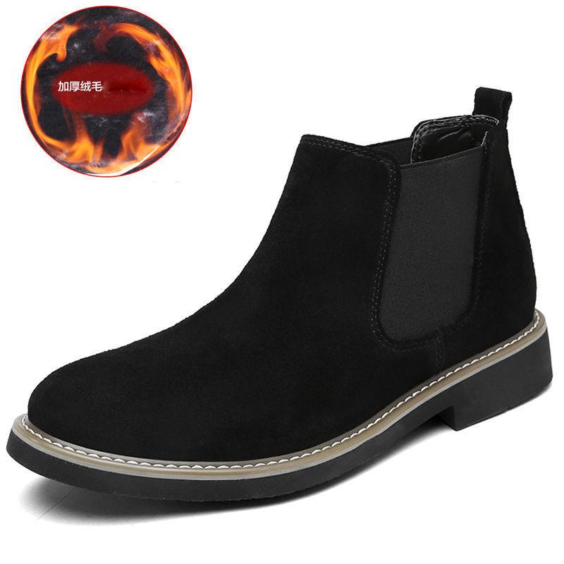 Winter Boots for Men Luxury Brands Comfortable Business Work Shoes Wear Resistant Casual Leather Velvet Chelsea Boots