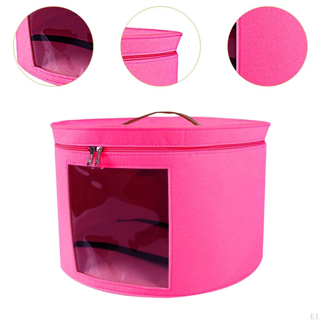 Hutschachtel aus Filz, rund, tragbar, für Damen und Herren, Aufbewahrungsbehälter, dekorativer Schrank-Organizer, Reise