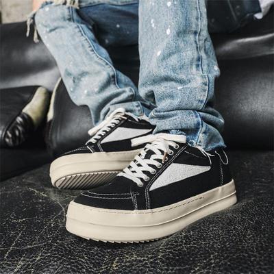 Sneaker di tela da uomo di nicchia in stile retrò - Triangolo invertito, Suola spessa, Primavera con rialzo, Scarpe sportive casual versatili
