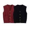 2024 Winter Women's European & American Fashion V-Neck Button Vest