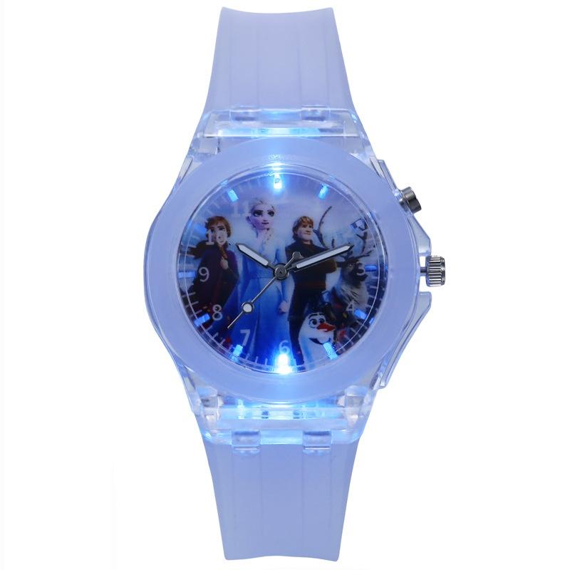 Cartoon Frozen Children's Watch With Night Light Quartz Silicone Watch For Elementary School Students Wholesale Hot Item