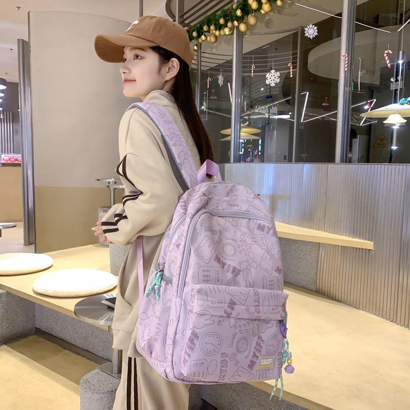 Spring new student backpack female college style schoolbag fresh and cute graffiti primary and secondary school schoolbag