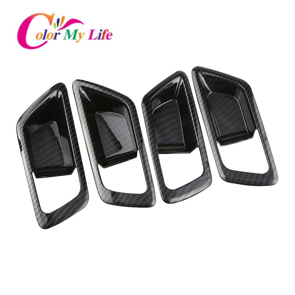 Color My Life 4Pcs/Set Inner Door Bowl Cover Interior Door Bowls Trim Sticker for Toyota C-HR CHR 2016 - 2022 Parts