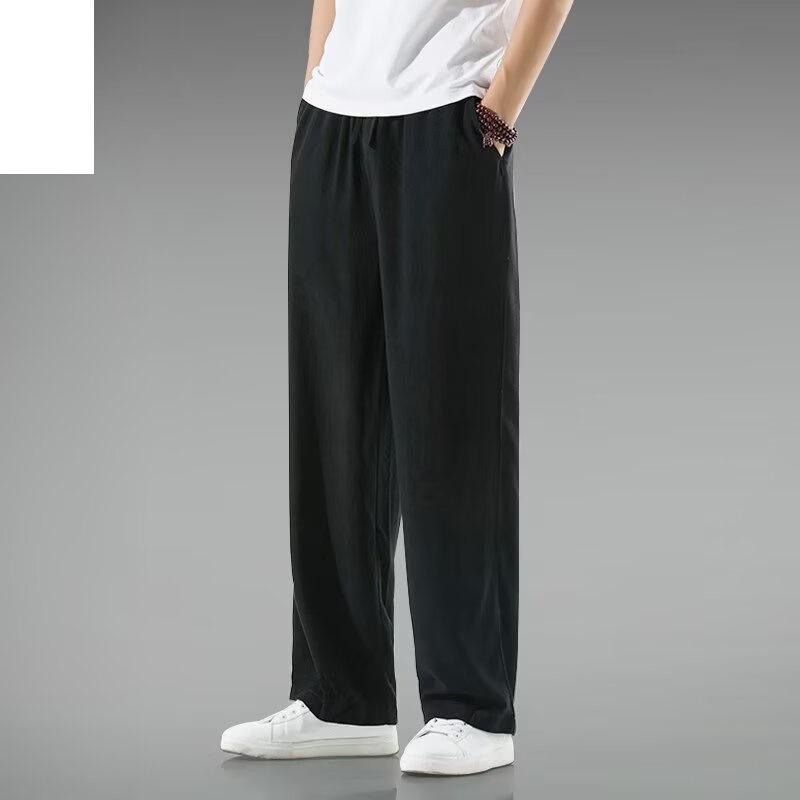 Cotton and Linen Pants Men's Summer Loose Straight Men's Casual Trousers Spring and Summer New Men's Pants Summer Drape Linen