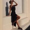 Fashionable Russian Women's Clothing Summer Split Suspender Dress Temperament Commuting French Lacing Vacation Long
