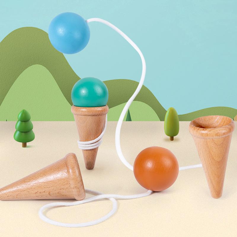 Outdoor Throw and Catch Ball Balance Reflexes Wooden Ball&Cup Skills Cup for Kids Hand Eye Coordination Outdoor Game Motor Skill