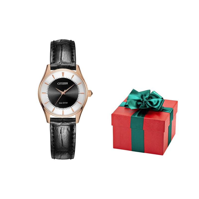 

CITIZEN Eco-Drive Series Business and Casual Couple Gift Model Solar Movement Leather Strap Women s Watch Black Dial EM0402-05E чорний