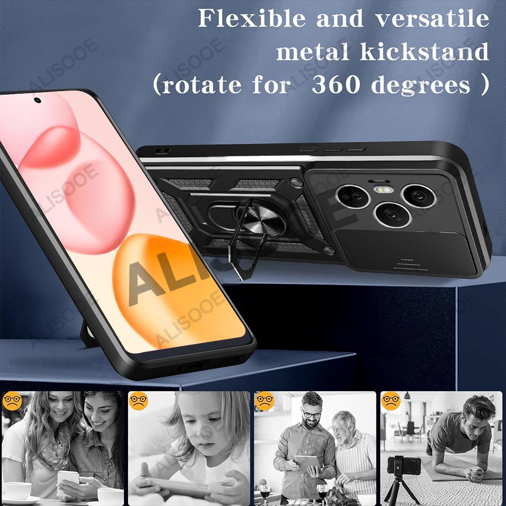 Hülle für Honor 400 Pro (Global) Hülle Schiebe-Kameraobjektiv Ringständer Halter Stoßfeste Handyhülle für Honor 400 Pro 5G Capa