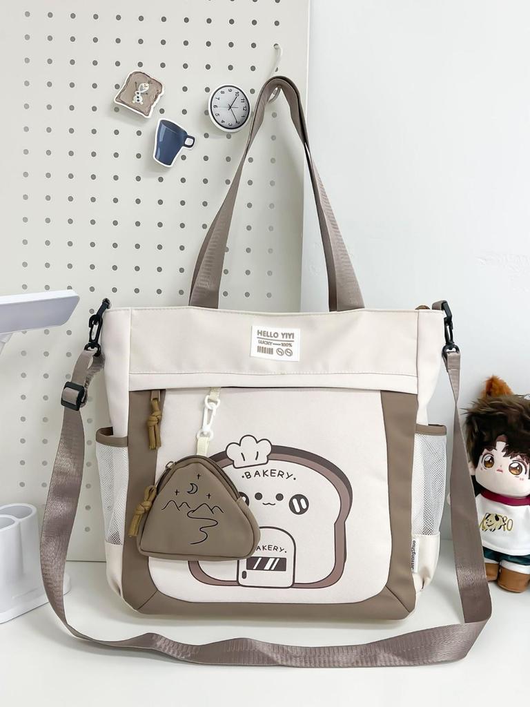 Borsa a tracolla versatile di grande capacità in tessuto Oxford per bambine della scuola elementare