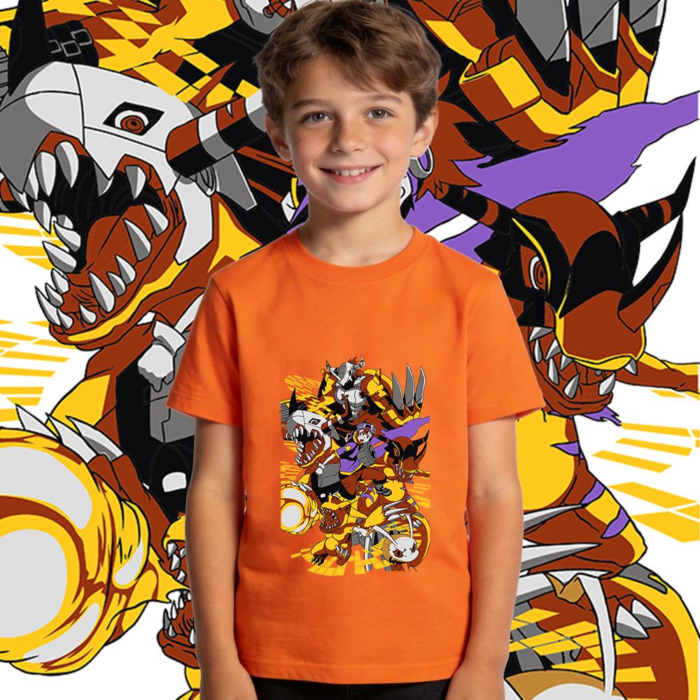 Digimon Koromon Evolution Anime Print Soft Cotton Boys Girls Casual T Shirt Kids Summer Short Sleeve Top