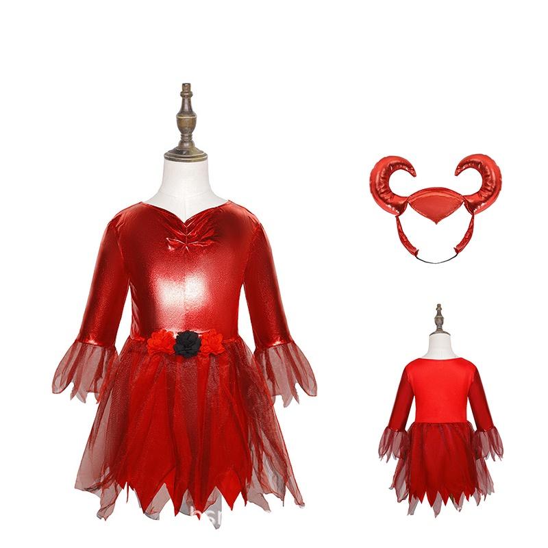 Halloween Red Bull Dämonenkostüm für Mädchen Weicher Polyesterstoff Europäischer und amerikanischer Stil Ideal für Cosplay und Kostümpartys