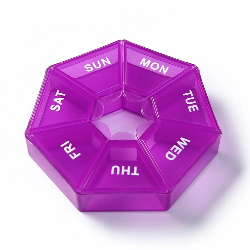 

New Premuim Portable Travel Weekly 7 Grids Pill Case Box Organizer Tablet Holder Small Storage Container for Medicine Fish Oils фиолетовый