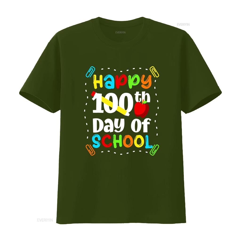 Glücklicher 100. Schultag T-Shirt Lehrer Jungen Mädchen 100 vintage Gewaschen Atmungsaktiv Bequem Weich mode Leicht
