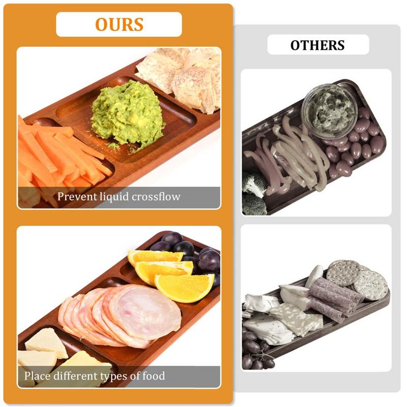 Charcuterie Boards Acacia Wooden Serving Plate Sturdy Food Serving Utensils Beautiful Wooden Divided Tray For Birthday Wedding