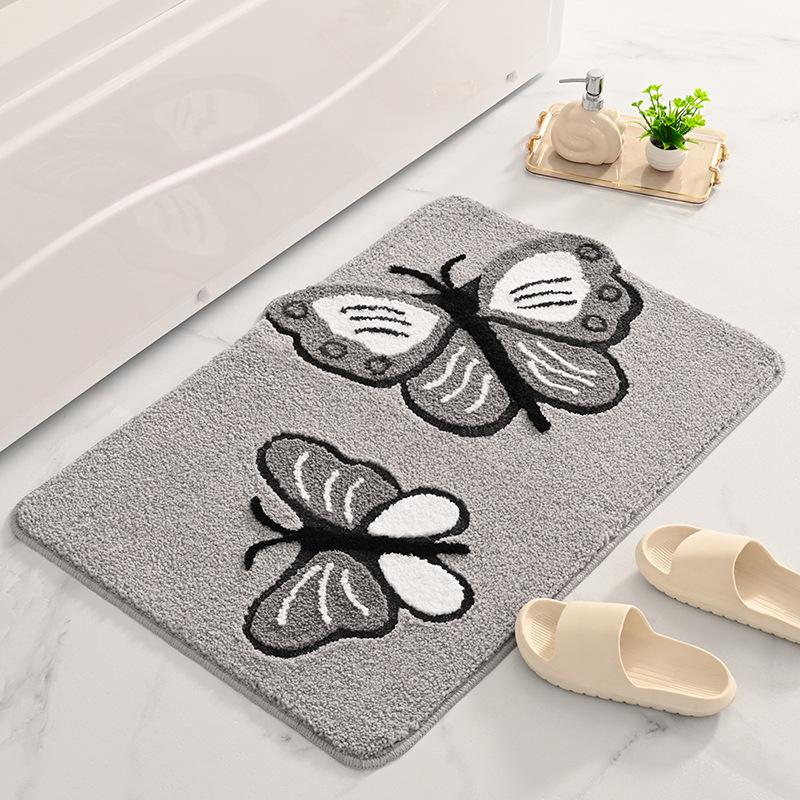 Butterfly Door Mats for Entrance Door Rubber Thick Fleece Doormat Non Slip Water Absorb Bathroom Carpet Rugs Hallway Floor Mats