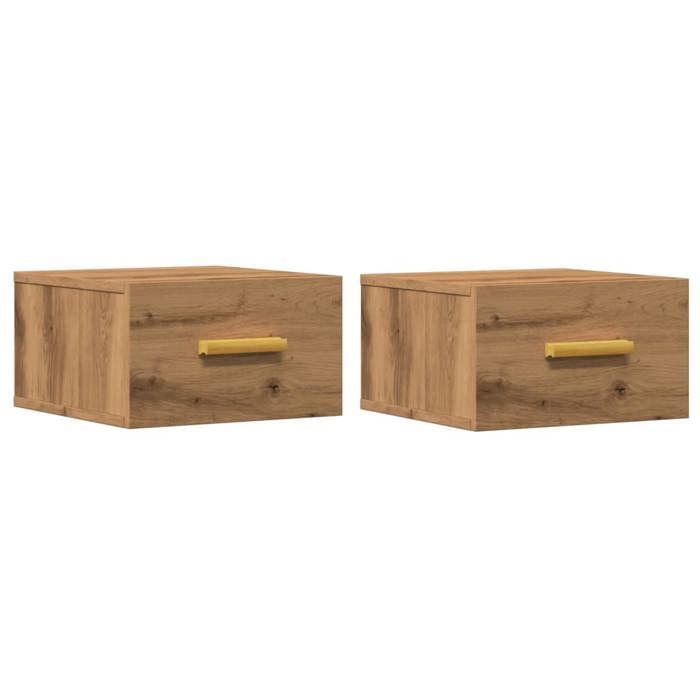 VidaXL Wall-mounted Bedside Tables 2 Pcs Artisan Oak 35x35x20 Cm, Floating Bedside Cabinet, Hanging Bedside Cabinet, 857066