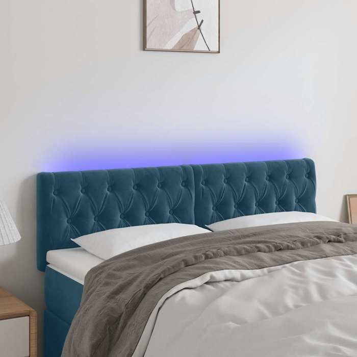 Maison Exclusive - Tête de lit à LED Bleu foncé 160x7x78/88 cm Velours