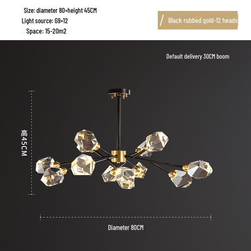 Modern Luxury Chandelier: Copper Crystal Design for Living Room & Bedroom