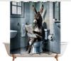 Funny Donkey Toilet Reading Shower Curtains Vintage Barn Door Decor Polyester Fabric Waterproof Bathroom Curtains Set with