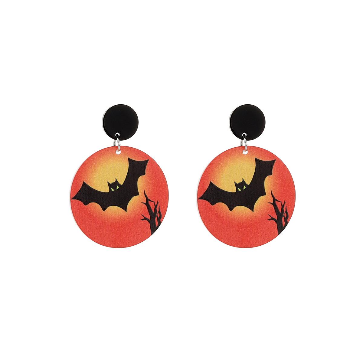 Personalized design sense Halloween soft pottery beaded necklace earrings combination, retro exaggerated plate jewelry