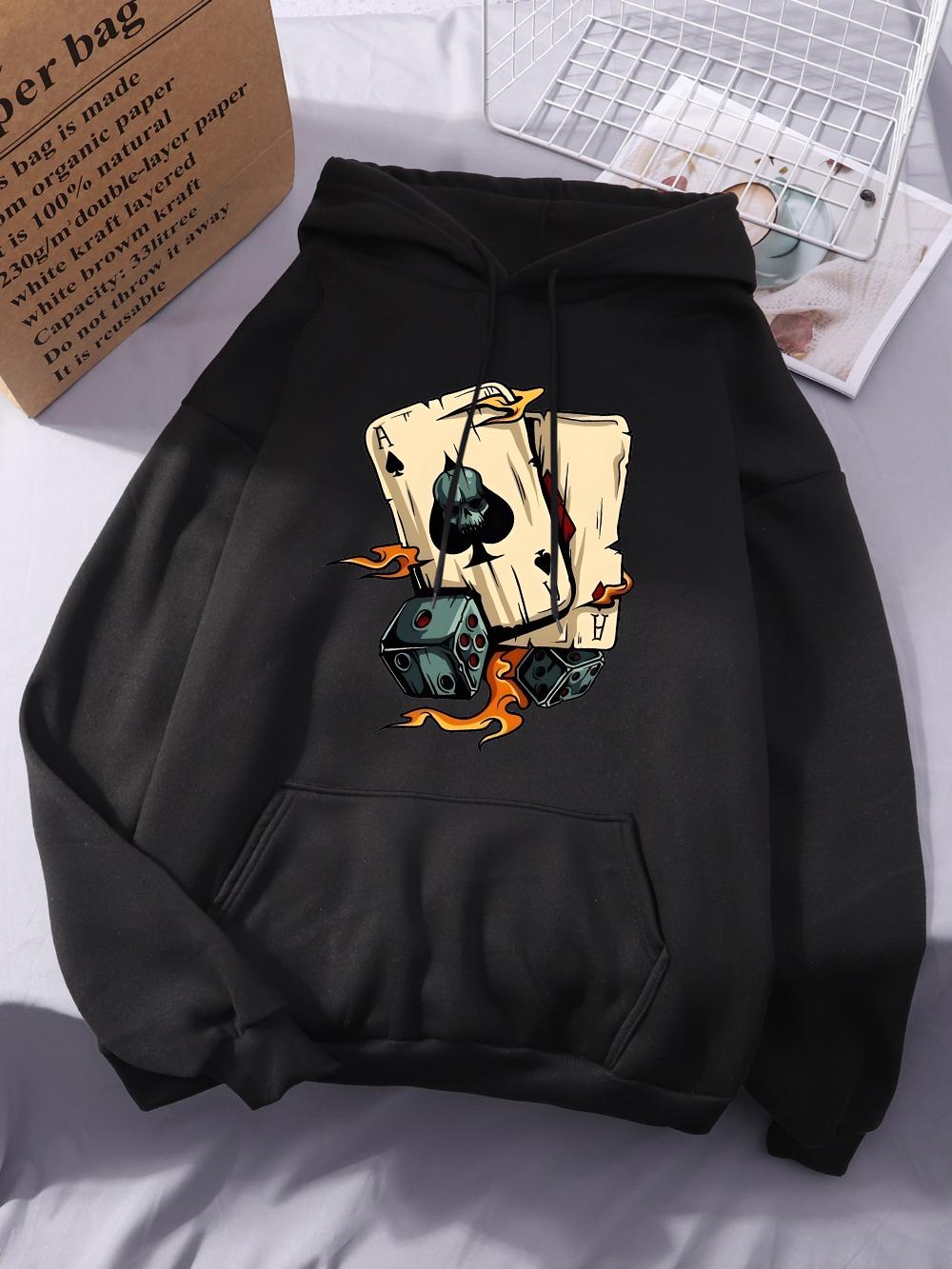 

Худи с принтом игральных костей-скелетов, женские удобные свободные толстовки, повседневные мягкие пуловеры, зимний флис, теплая женская одежда 2XL