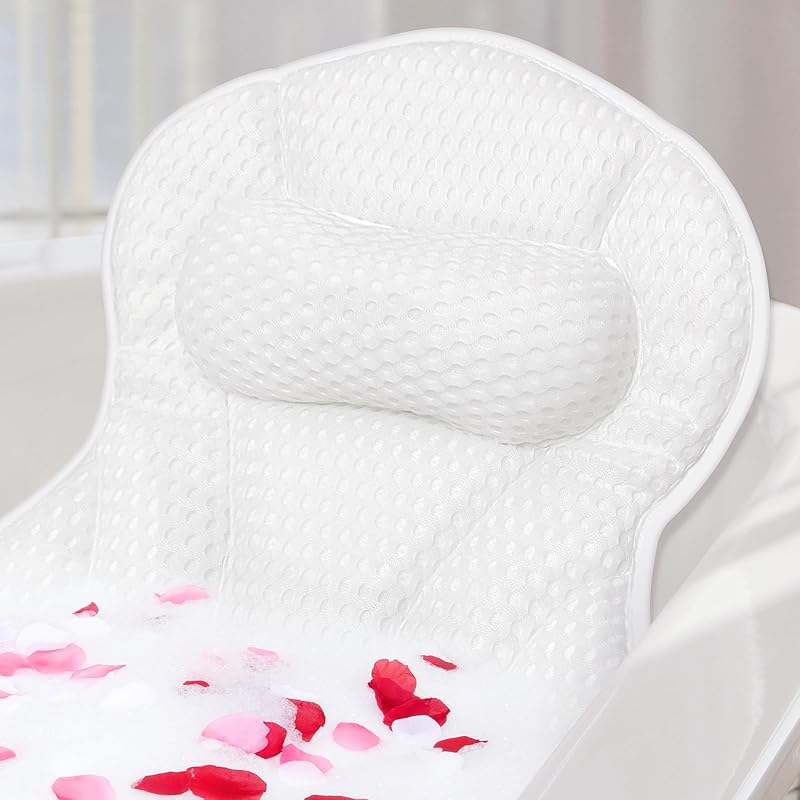 SZXYX Bath Pillows for Tub,Luxury Bathtub Pillows for Head and Neck Support Bathtub Pillow with 6 Strong Suction Cups Relaxing Bath Accessories Spa белый