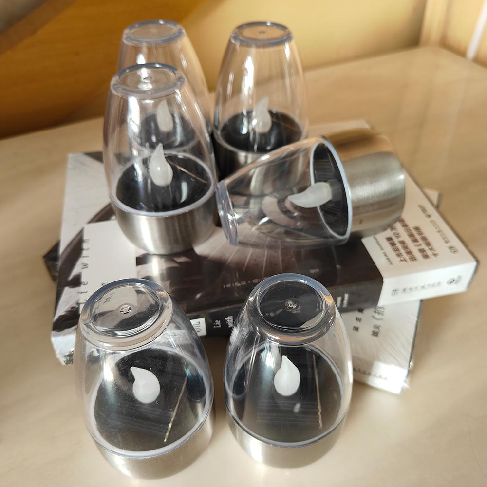 Solar Candle Light Outdoor LED Flameless Metal Candle Lamp Terrace Halloween Decoration Light Garden Waterproof Yard Lawn Light