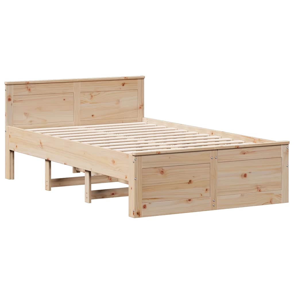Vidaxl Łóżko Bez Materaca, Z Wezgłowiem, 135X190 Cm, Sosnowe