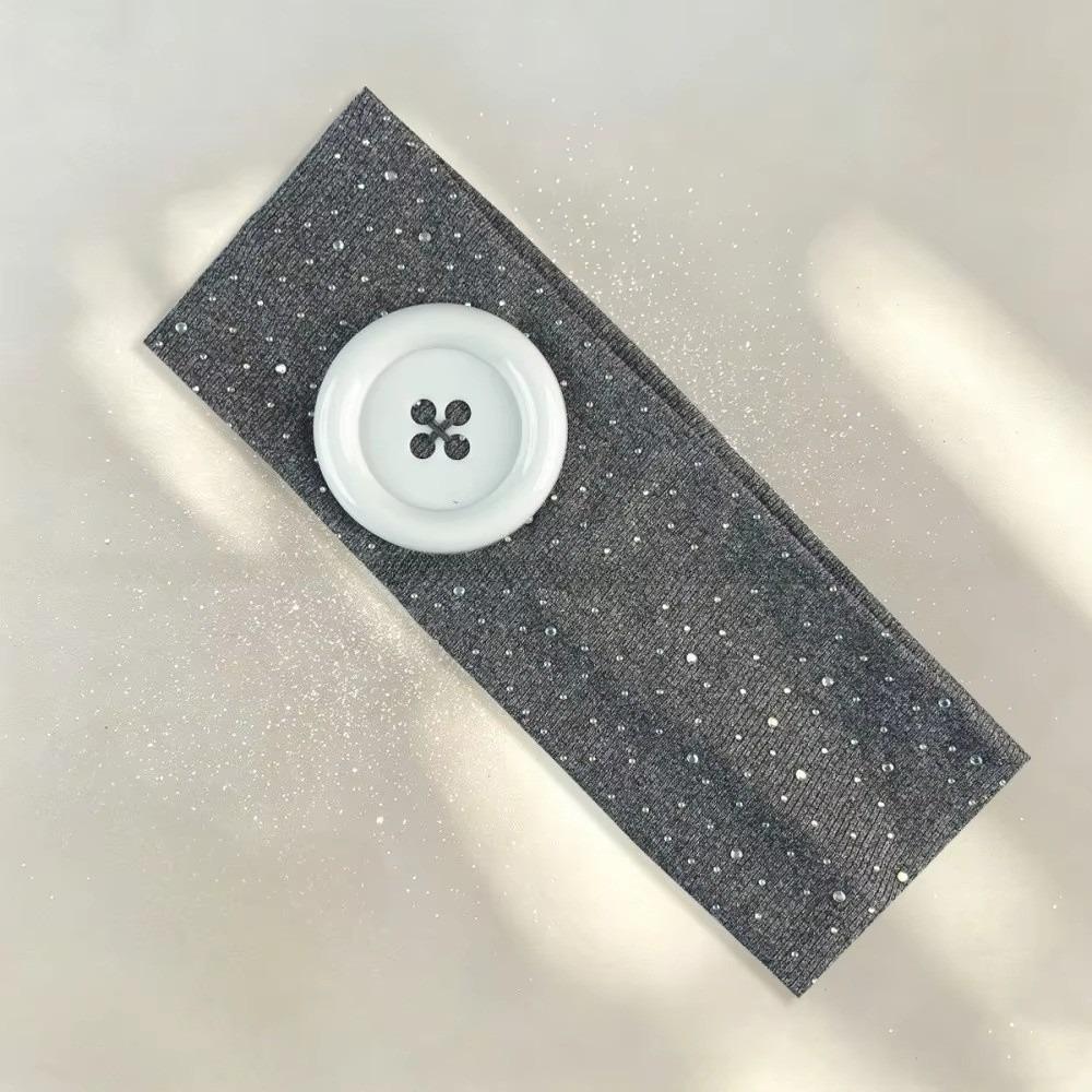 New Large Button Button Hairband Colorful Vintage Style Elastic Hairband Stretchable Polyester Retro Headband Women