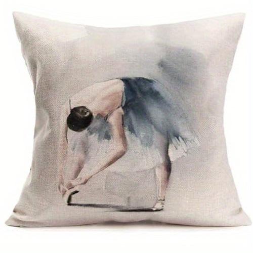 Watercolor Ballet Dancers Pattern Doublesided Printed pillow cover Short plush Suitable living rooms sofas throw cushion cover