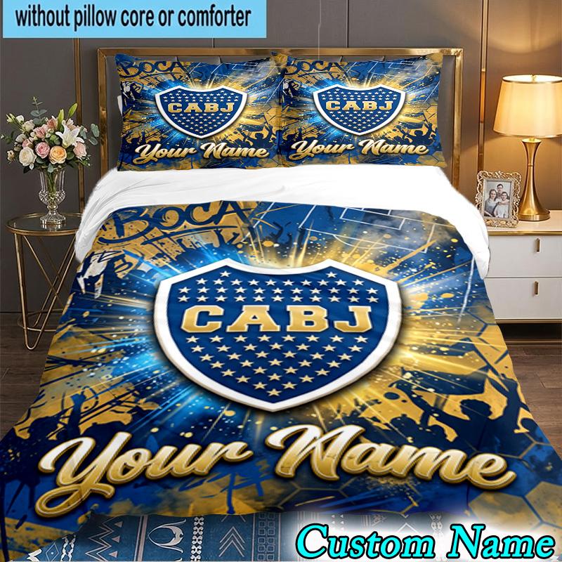Custom Name Boca Juniors Crest Design 3PCS Bedding Set For Bedroom Dormitory,Including 1pc Duvet Cover And 2pcs Pillowcases Large size Fan gift