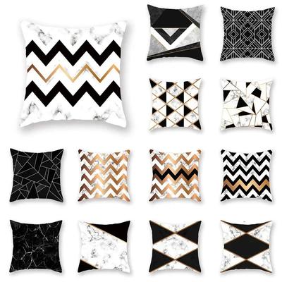 Marble Sofa Decoration Gold Black Geometric Cushion Cover Sofa Stripe Bedroom Living Room Throw Pillow Cover