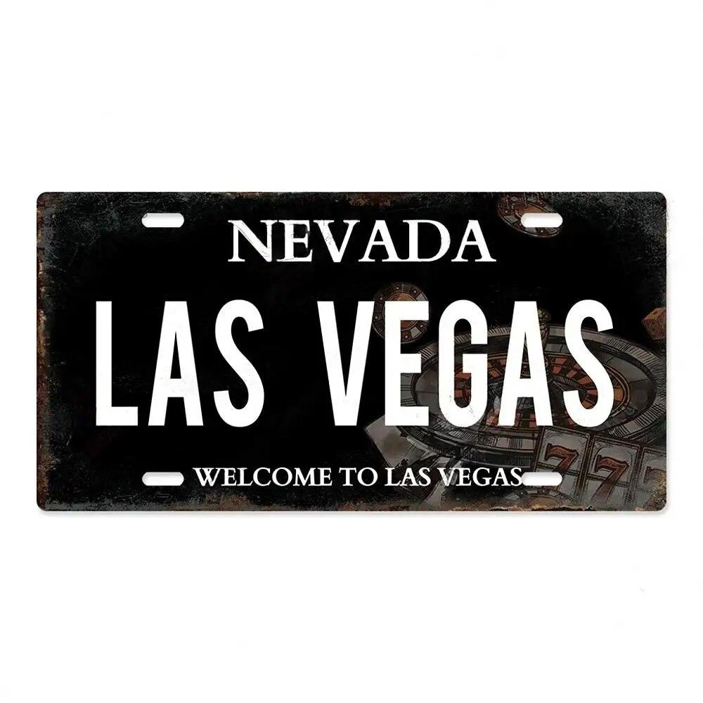 Vintage Las Vegas Metal Tiin Signs Decor Licenses Metal Plate Plaque Wall Decor for Living Room Club