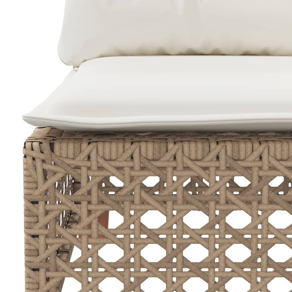 Garden Sofa with Cushions 3 Seater Beige Poly Rattan