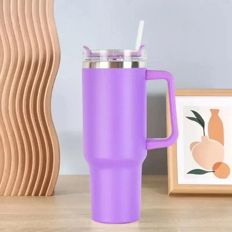 Kávové hrnky Nerezové Termo a Chladuizolační Se slámkou Přenosný Velkokapacitní Pohár na vodu Vhodný pro hrnek Stanley