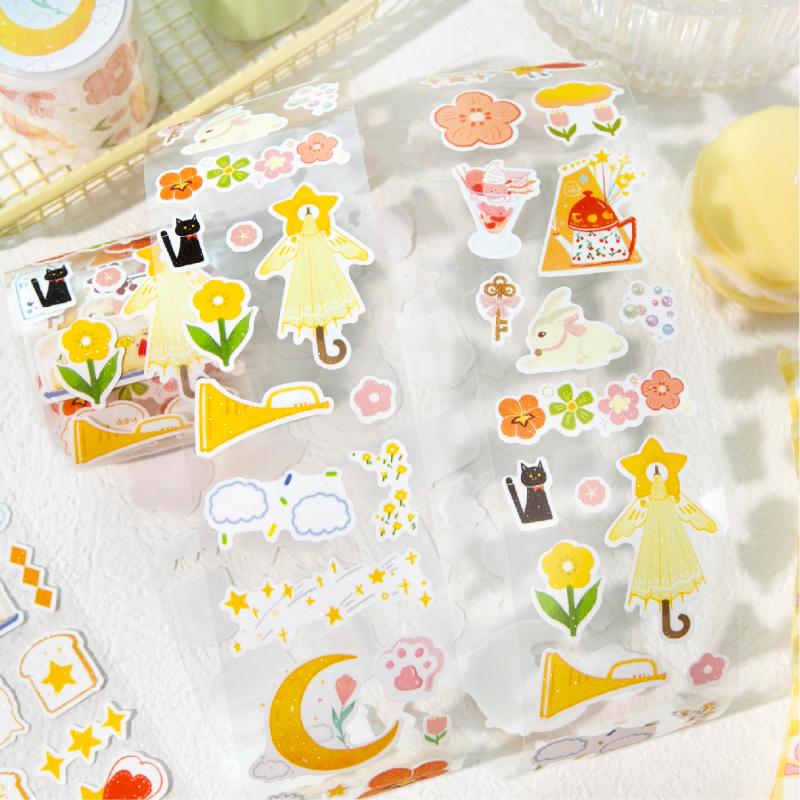 50mm * 2m Forest Fairy Tale Series Kawaii Flash Sand Die Cut Stickers Creative DIY Diary Phone Case Scrapbook Stationery Sticker